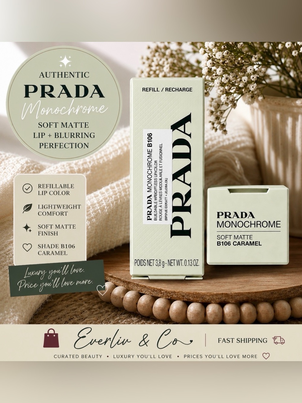 PRADA Monochrome Soft Matte Lip Color NIB- Refill